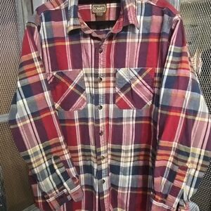 C E Schmidt Workwear,Sz L, long-sleeve button-down,Red&Blue Plaid THICK FLANNEL